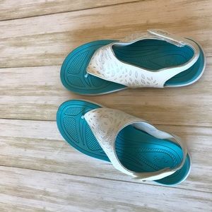 Ryka White and Aqua sandals 6.5 Preowned